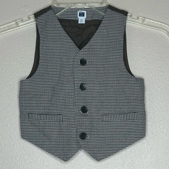 Janie And Jack Brown White Houndstooth Suit‎ coat Vest Size 2T Church Pictures - Picture 1 of 7